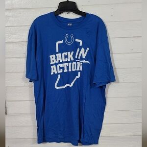 Indianapolis Colts "Back In Action" Gildan Softstyle T-Shirt Unisex size XL Blue